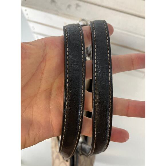 COACH F19816 LARGE TAN, BROWN PVC SIGNATURE PRINT HANDBAG - Picture 12 of 16